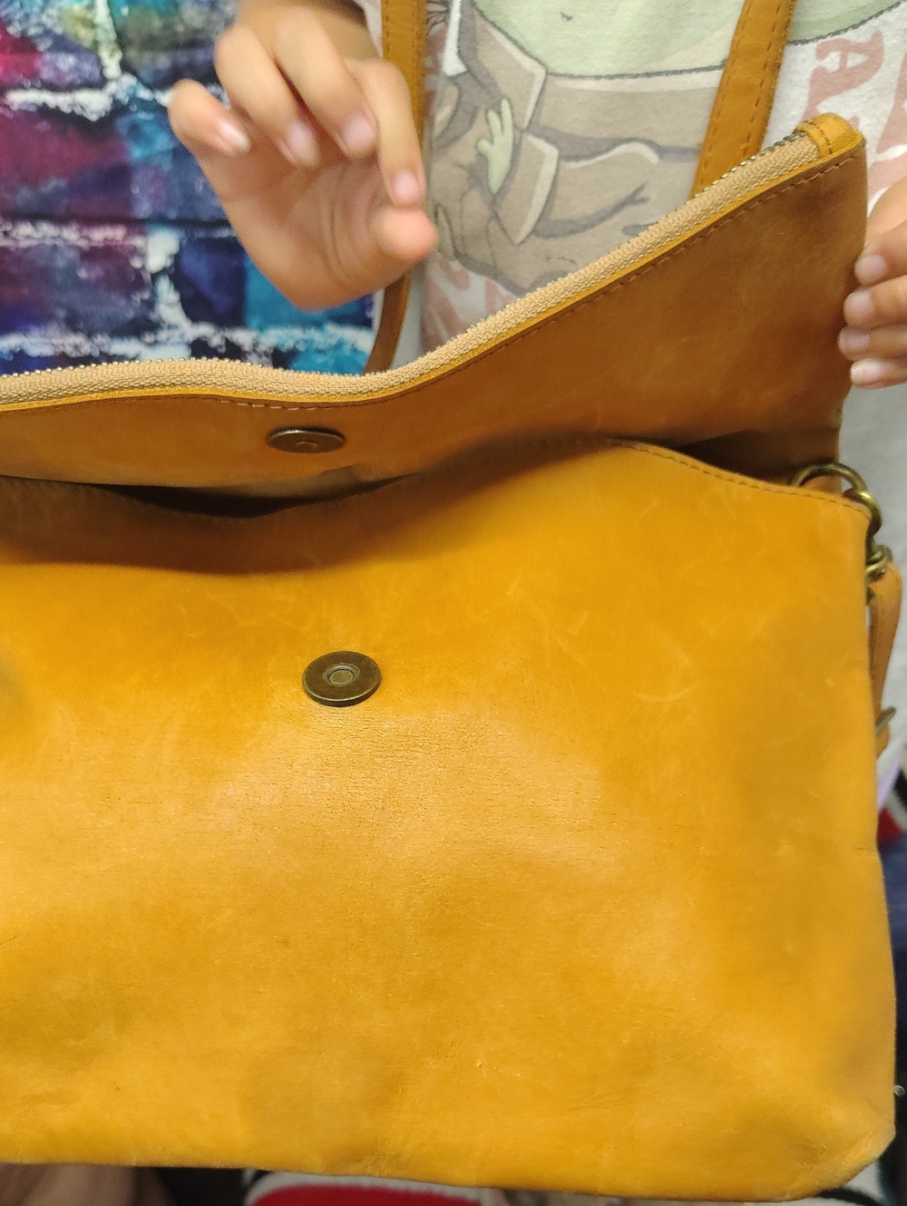 Compact Leather Crossbody Bag in Mustard Yellow